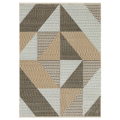 Oriental Weavers Echo Area Rug - ECH04-6'7" x 9'6" - in Beige/Grey - Contemporary Style, Stain Resistant, Family and Pet Friendly, Dining, Living Room Rug