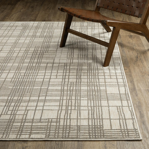 Oriental Weavers Hunter HNT01 - Machine-Woven Area Rug - 9'10" x 12'10" - in Ivory/Brown - Modern Style Living Room, Family Room, Dining Room Rug