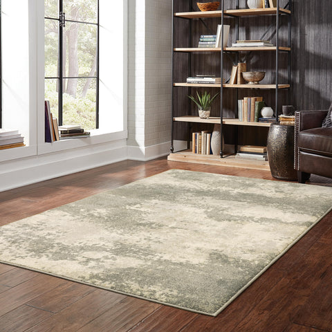 Oriental Weavers Carson Area Rug - 0734D - 5'3" x 7'3" - in Beige/Grey - Modern Industrial Style, Stain Resistant, Family and Pet Friendly, Bedroom, Office Rug