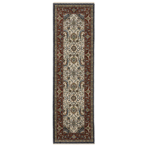 Oriental Weavers Aberdeen Area Rug - 752W1-2'3" x 7'6" - in Ivory/Red - Vintage Inspired, Stain Resistant, Family and Pet Friendly, Entryway, Hallway Runner Rug