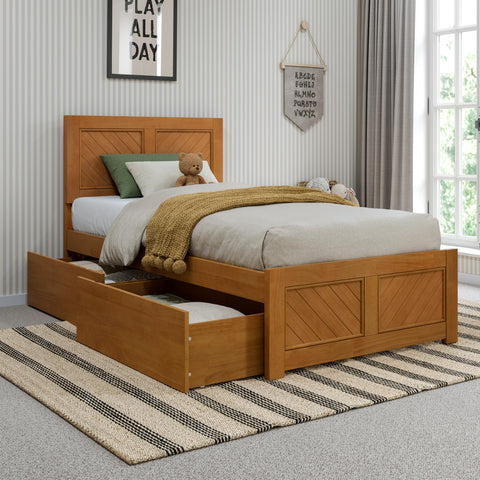 AFI, Canyon Twin Platform Bed with Matching Footboard & Storage Drawers, Light Toffee