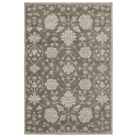 Oriental Weavers Intrigue Area Rug - INT01-5'3" x 7'6" - in Grey/Light Grey - Vintage Inspired, Stain Resistant, Family and Pet Friendly, Bedroom, Office Rug