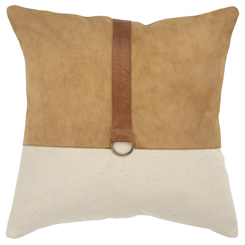 Rizzy Home Color Block Natural/Camel Decorative Poly Filled Pillow