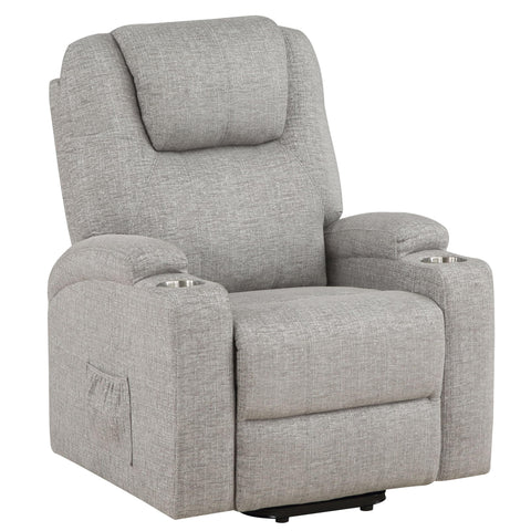 Acme Evander Transitional Chenille Upholstered Power Lift Recliner in Light Gray