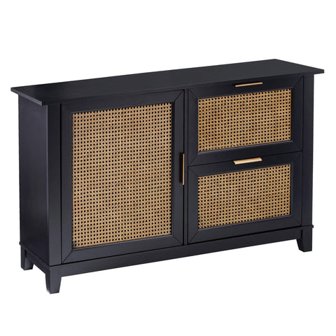 SEI Furniture Chekshire Anywhere Storage Cabinet with Cane Details, Black