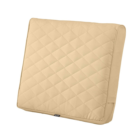 Classic Accessories Montlake FadeSafe Water-Resistant 21 x 20 x 4 Inch Wide Back Patio Quilted Lounge Cushion, Chamomile