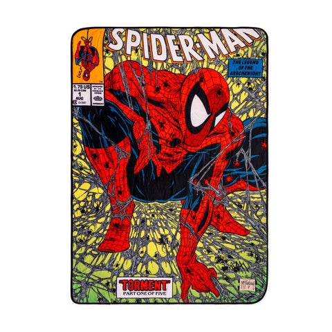 Marvel Spider-Man 90's Cover Torment Officially Licensed Digital Graphic Print Fleece Throw Blanket, 45"x60"