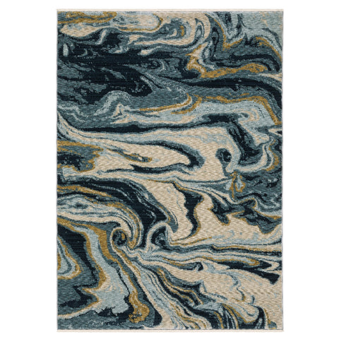 Oriental Weavers Capella Area Rug - CAP10-5'3" x 7'6" - in Navy Blue/Teal - Modern Style, Stain Resistant, Family and Pet Friendly, Bedroom, Office Rug