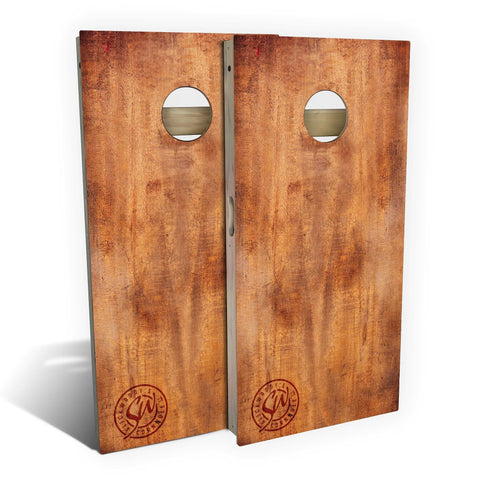 Skip's Garage Burnt Wood Cornhole Set - Premium 2x4 (Weather Bags) - Include Case + Hole Lights