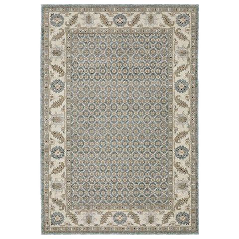 Oriental Weavers Andorra Area Rug - 2429A - 8'6" x 11'7" - in Blue/Ivory - Vintage Inspired, Stain Resistant, Family and Pet Friendly, Dining, Living Room Rug
