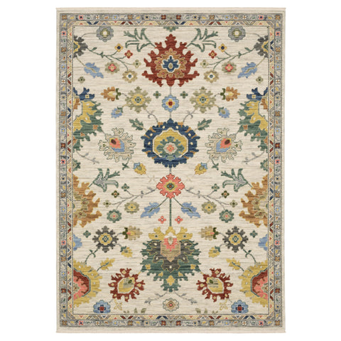 Oriental Weavers Lucca Wool Blend Area Rug - 2888L - 6'7" x 9'6" - in Ivory/Multi - Vintage Inspired, Wool Blend, Dining, Living Room Rug