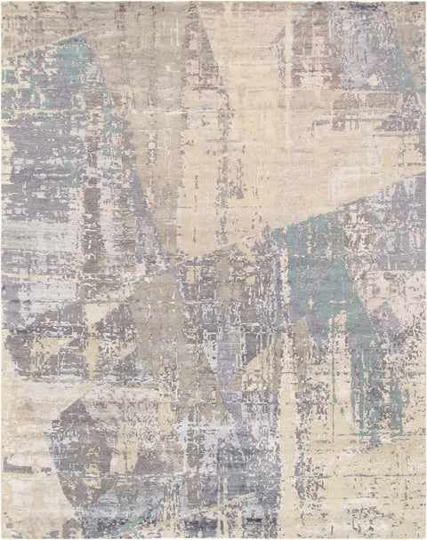 Pasargad Home Modern Collection Hand-Knotted Grey/Multicolor Living Room Area Rug- 8' 0'' X 10' 1''