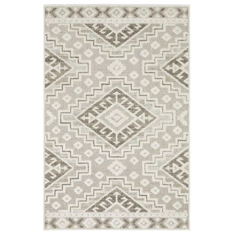 Oriental Weavers Tangier Area Rug - TAN03-7'10" x 10'10" - in Beige/Brown - Eclectic Global Style, Stain Resistant, Family and Pet Friendly, Dining, Living Room Rug