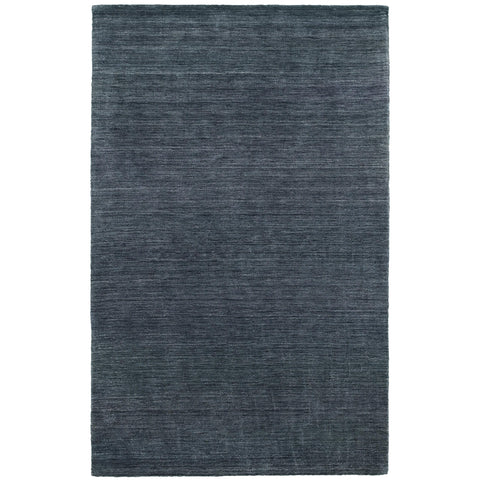 Oriental Weavers Aniston Hand-Made Wool Area Rug - 27106-6' x 9' - in Solid Navy - Modern Style, Hand-Made Wool Rugs, Dining, Living Room Rug