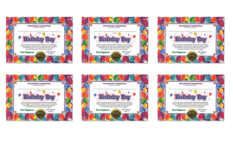 Beistle 6-Pack Birthday Boy Certificate, 5-Inch by 7-Inch