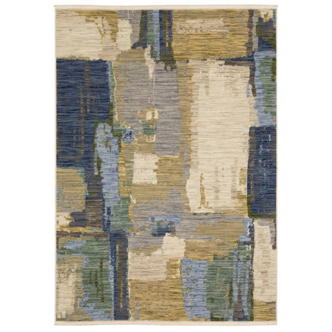 Oriental Weavers Soleri Wool Blend Area Rug - SOL05-9'10" x 12'10" - in Blue/Green - Modern Style, Wool Blend, Family, Dining, Living Room Rug