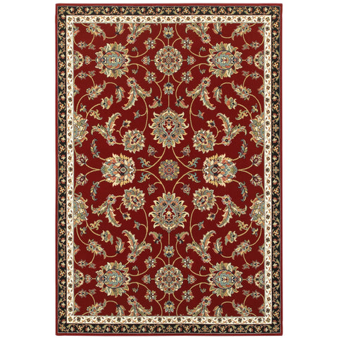 Oriental Weavers Kashan Area Rug - 370RI - 9'10" x 12'10" - in Red/Multi - Vintage Inspired, Stain Resistant, Family and Pet Friendly, Family, Dining, Living Room Rug