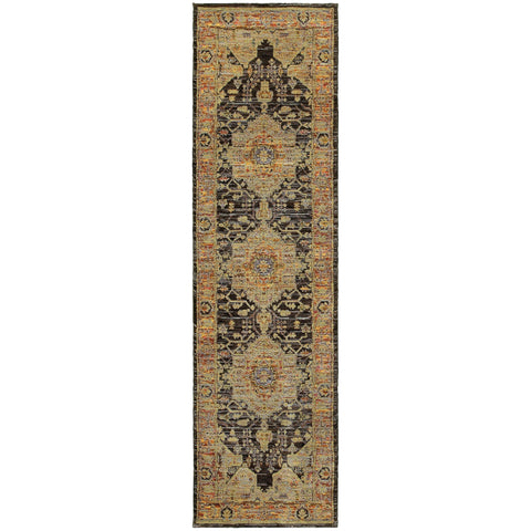 Oriental Weavers Andorra Area Rug - 7138B - 2'3" x 8' - in Gold/Brown - Vintage Inspired, Stain Resistant, Family and Pet Friendly, Entryway, Hallway Runner Rug