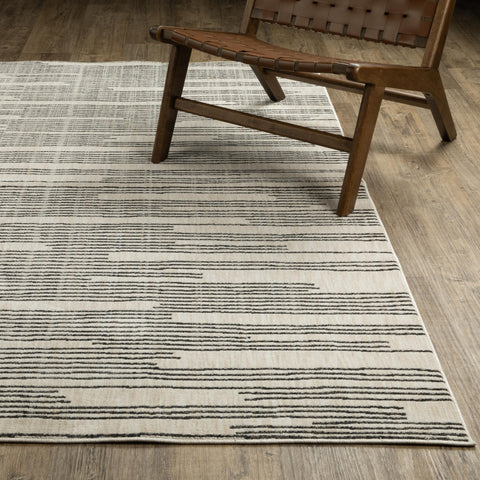 Oriental Weavers Hunter HNT04 - Machine-Woven Area Rug - 9'10" x 12'10" - in Black/Beige - Modern Style Living Room, Family Room, Dining Room Rug
