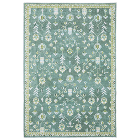 Oriental Weavers Addison ADD08 - Machine Washable - Flat Weave - Printed Area Rug - 9'10" x 12' - in Teal/Green - Traditional Style, Living Room, Family Room, Dining Room Rug