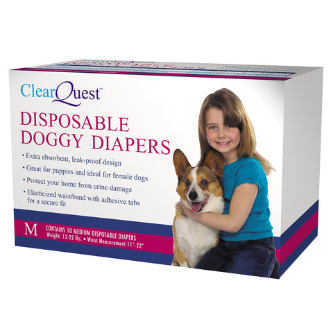 ClearQuest Disposable Doggy Diapers, Super Absorbent Leak-Proof Pet Diapers