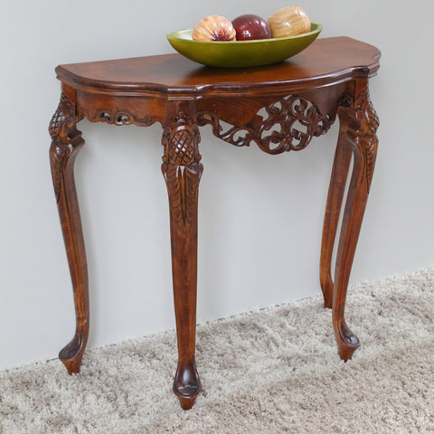 International Caravan Furniture Piece Half Moon Wood Console Table, 0
