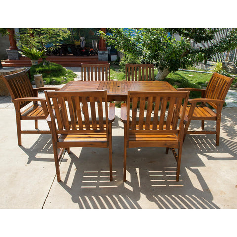 International Caravan Highland Acacia 7-Piece Patio Dining Set