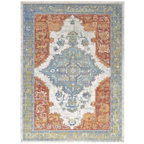 Modway Citlali Distressed Colorful Southwestern Aztec 4x6 Area Rug in Multicolored