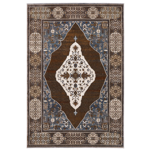 Oriental Weavers Ellington Area Rug - ELL06-5'3" x 7'6" - in Grey/Blue - Vintage Inspired, Stain Resistant, Family and Pet Friendly, Bedroom, Office Rug