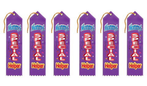 Beistle Mommy's Special Helper Award Ribbons, 2 by 8-Inch, 6-Pack