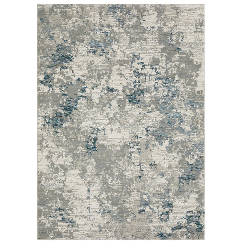 Oriental Weavers Evolution Area Rug - 0984D - 6'7" x 9'6" - in Grey/Blue - Modern Industrial Style, Stain Resistant, Family and Pet Friendly, Dining, Living Room Rug