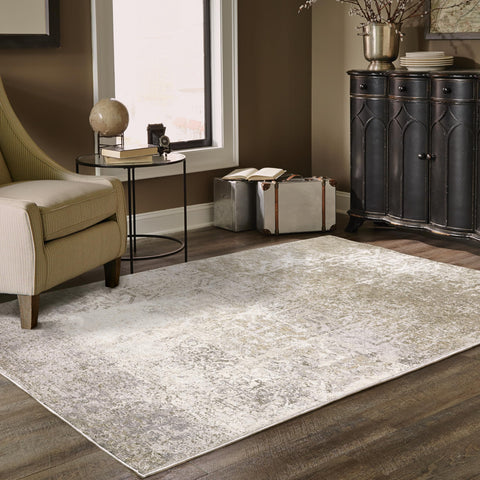 Oriental Weavers Nebulous Area Rug - 1330E - 9'10" x 12'10" - in Ivory/Grey - Modern Style, Stain Resistant, Family and Pet Friendly, Family, Dining, Living Room Rug