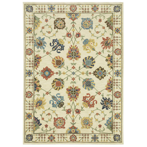 Oriental Weavers Francesca Area Rug - FR01G - 9'10" x 12'10" - in Ivory/Multi - Vintage Inspired, Stain Resistant, Family and Pet Friendly, Family, Dining, Living Room Rug