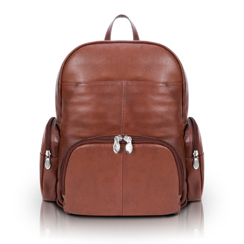 McKlein, S Series, Cumberland, Pebble Grain Calfskin Leather, 15" Leather Dual Compartment Laptop Backpack, Brown (88364)
