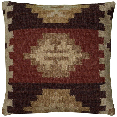 Rizzy Home | T05986 | Down Fill Decorative Pillow | 18"x18" Brown/Red/Neutral