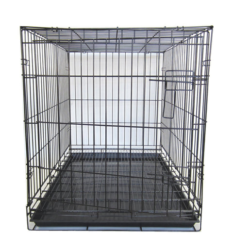 YML 42-Inch Dog Kennel Cage with Wire Bottom Grate and Plastic Tray, Black