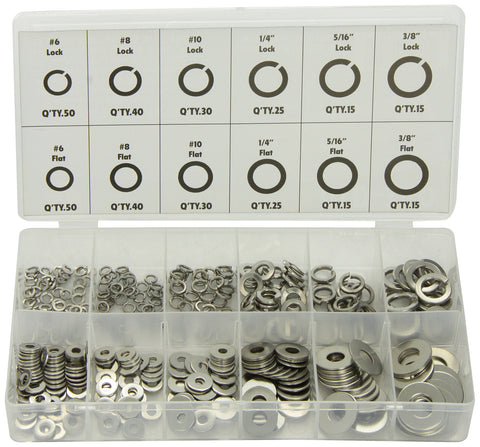 Advanced Tool Design Model ATD-360 350 Piece Stainless Lock and Flat Washer Assortment