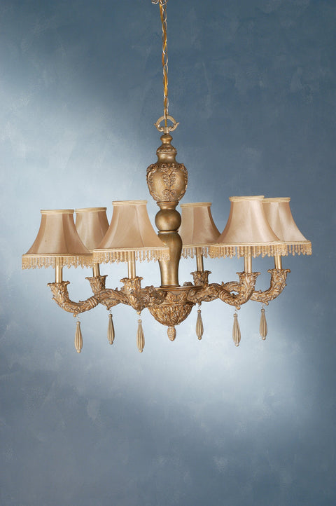 Meyda 69562 Traditional Six Light Chandelier from Monticello Collection in Satin Gold/Silver Wash Finish, 35.00 inches