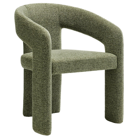 Modway Oslo Barrel Open Back Dining Chair in Leaf – Fabric Upholstered Modern Accent Chair with 3-Leg Design