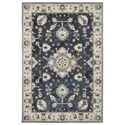 Oriental Weavers Ellington Area Rug - ELL08-9'10" x 12'10" - in Blue/Multi - Vintage Inspired, Stain Resistant, Family and Pet Friendly, Family, Dining, Living Room Rug