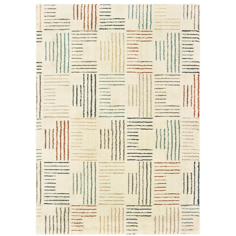Oriental Weavers Carson Area Rug - 9663A - 6'7" x 9'2" - in Ivory/Multi - Modern Style, Stain Resistant, Family and Pet Friendly, Dining, Living Room Rug