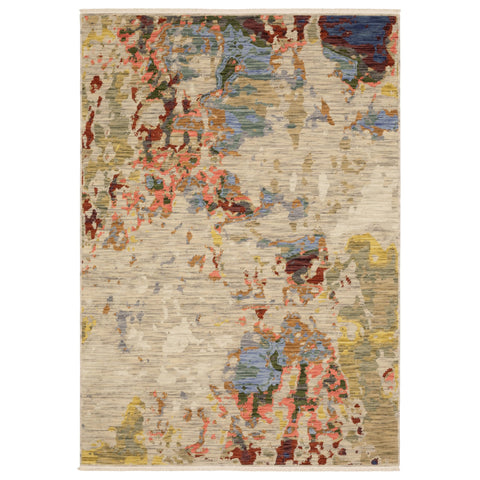 Oriental Weavers Soleri Wool Blend Area Rug - SOL09-7'10" x 10'10" - in Beige/Multi - Modern Style, Wool Blend, Dining, Living Room Rug