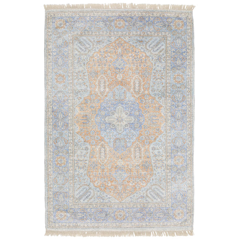 Oriental Weavers Malabar Hand-Made Area Rug - 45301-10' x 13' - in Blue/Red - Vintage Inspired, Hand-Made Rugs, Family, Dining, Living Room Rug