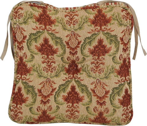 Blazing Needles Corded Tapestry Chair Cushion, 17", Red/Beige 6 Count