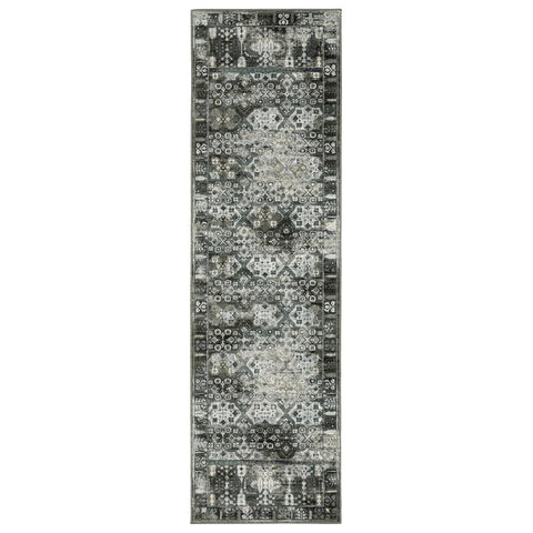 Oriental Weavers Gemini Area Rug - 070N2-2'3" x 7'6" - in Charcoal/Grey - Modern Style, Stain Resistant, Family and Pet Friendly, Entryway, Hallway Runner Rug