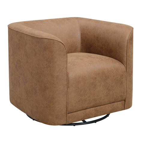 Wallace & Bay Ryan Rustic Brown Swivel Accent Chair with 360 Swivel and U-Shape