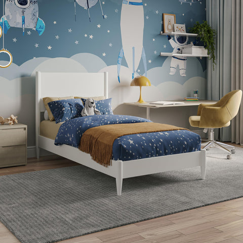 AFI, Pasadena Twin Solid Wood Low Profile Platform Bed, White