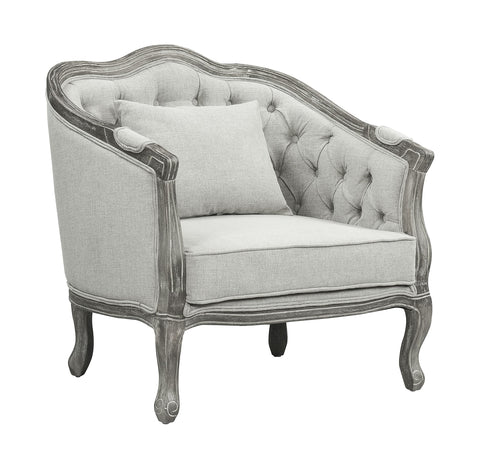 Acme Furniture Upholstered Button Tufted Back Chair, Gray/Gray Oak