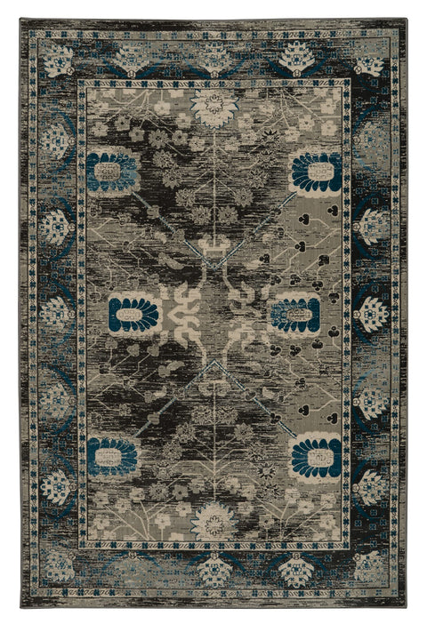Linon Vintage Collection Zeigler Blue Synthetic Rugs, 9' x 12', Gray