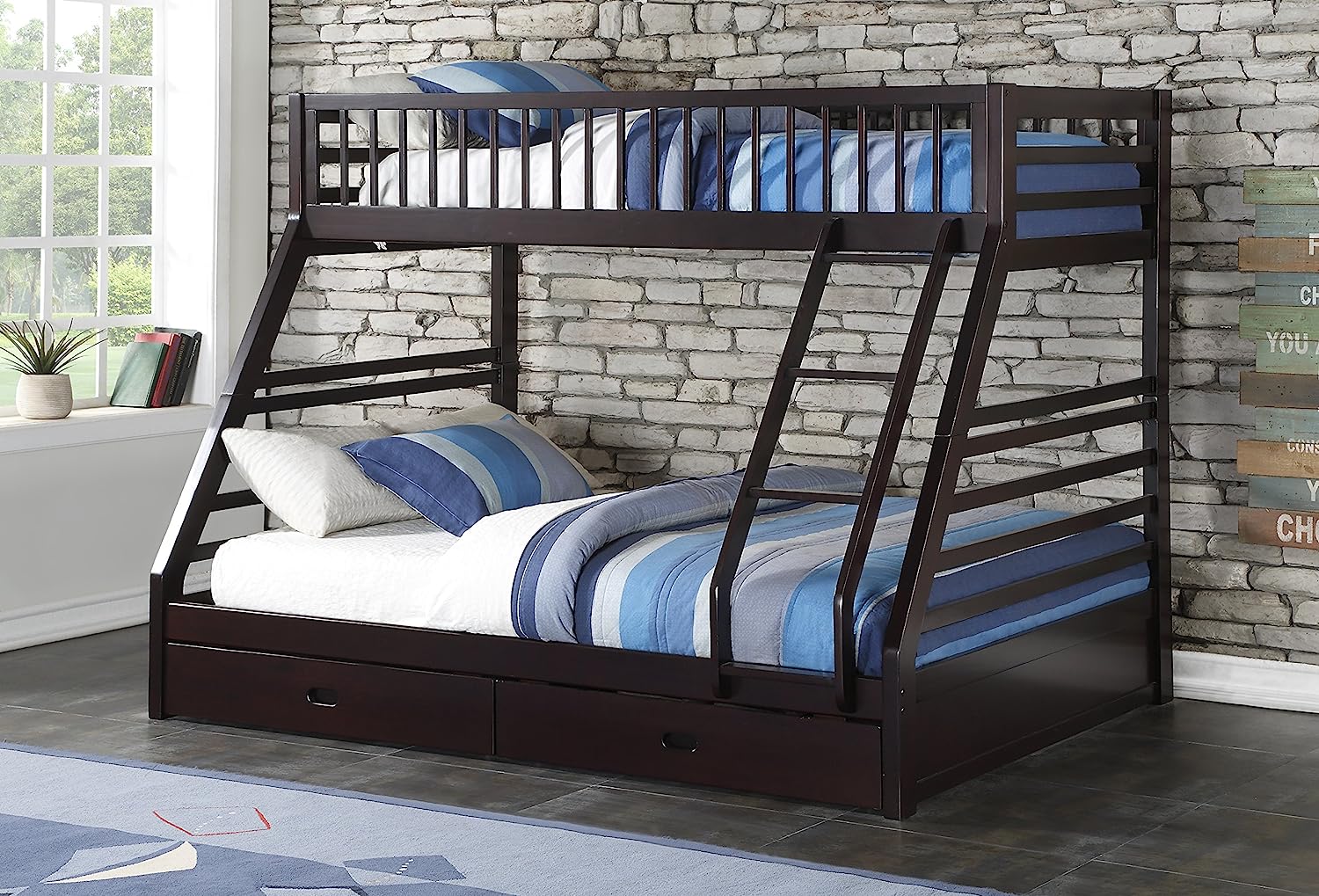 Acme Furniture XL Twin/Queen Bunk Bed with Drawers, Espresso (AC-37425)